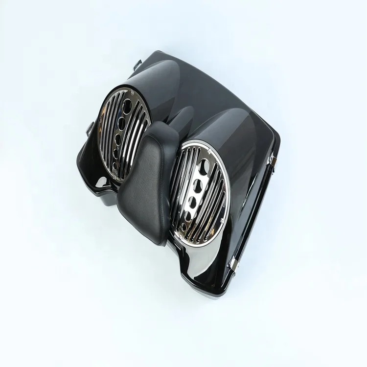 Black Double 8 Inch Speaker Lid W Backrest for Touring 1994-2013 razor Chopped King Tour Pak Trunk